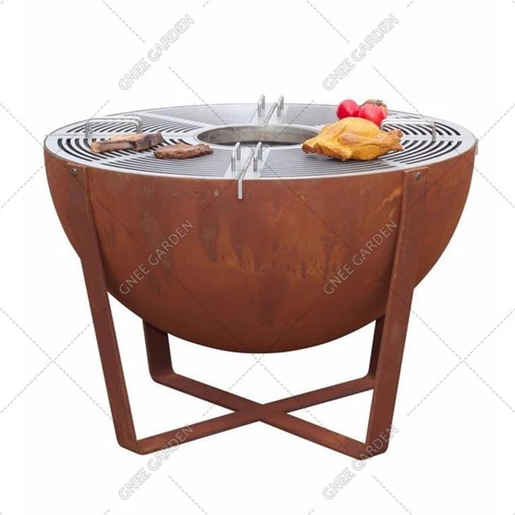 BBQ Grill Table Corten Steel Fire Pit Outdoor Grill BBQ