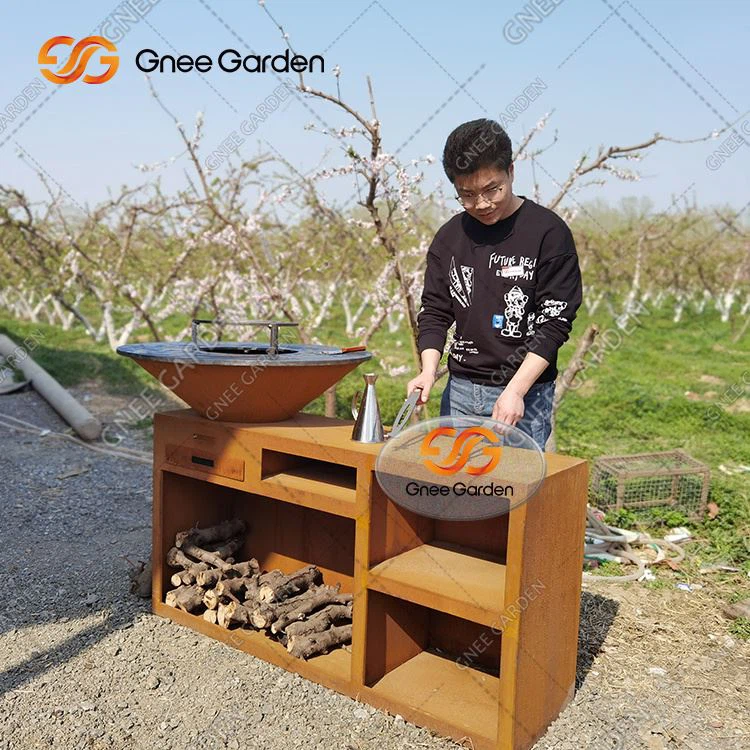 Stof Barbeciw Dur Corten Coch