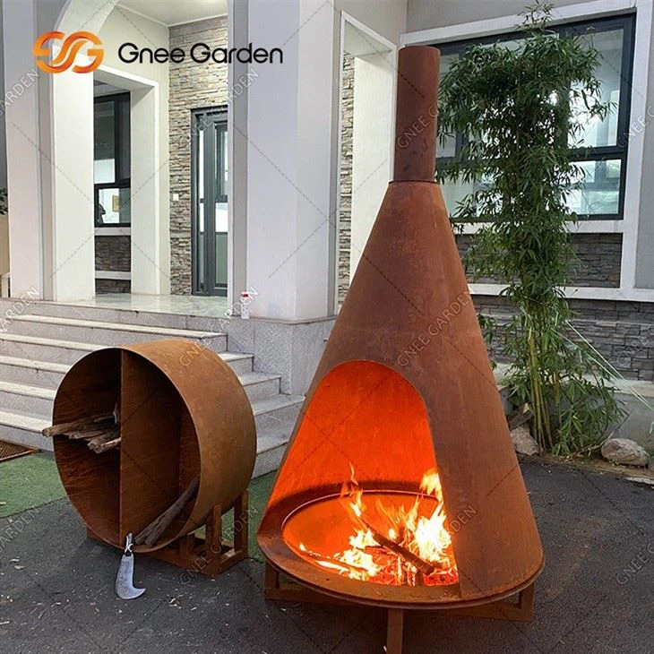 Corten Steel Flame Propane Outdoor Fire Place