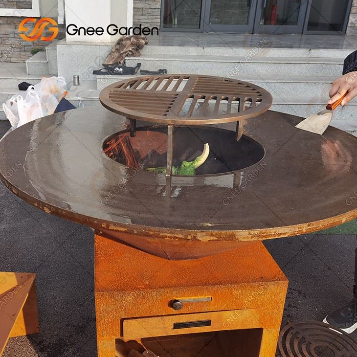 Corten Steel Portable Corten Metal Grill Bbq Grills Fire Pit Table