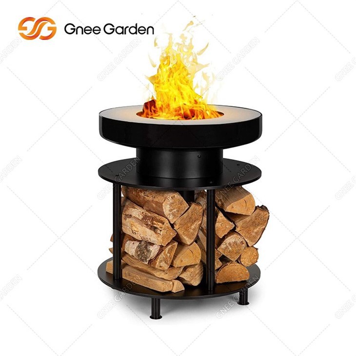 Corten Steel round fire pit with grill2