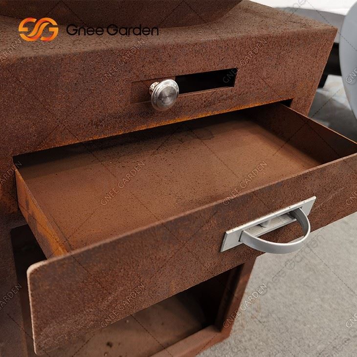 Garden Outdoor Corten Steel Bbq Grill Open Grill Bbq Pit Out Door Bbq Grill