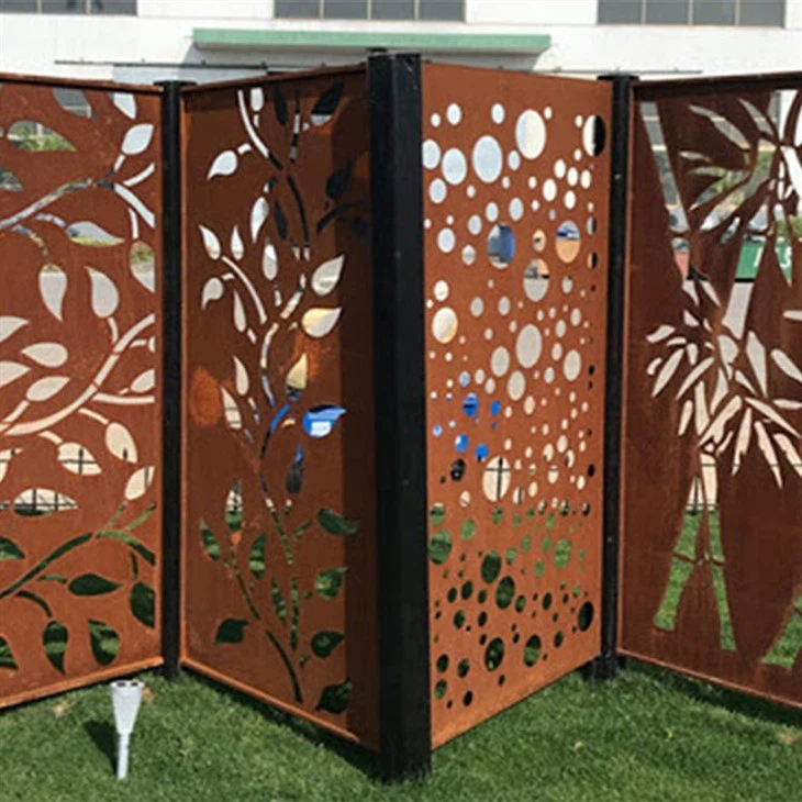 Laser Cut Metal Fence Corten Steel Decorative Metal Panels Laser Cut Privacy Fencing Panel