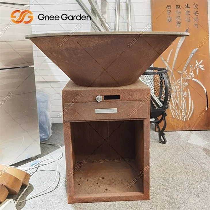 Outdoor Garden Rust Corten Steel Fire Pit Heavy Duty BBQ Grill