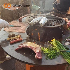 Gril Barbeciw Dur Corten Ar gyfer Coginio yn yr Ardd