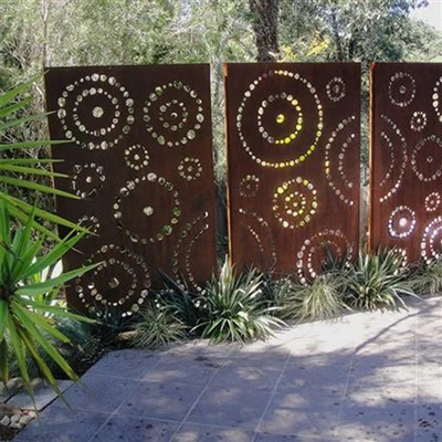 Corten Steel Rust Bambŵ Torri Arddull Sgrin Gelf Ardd Metel
