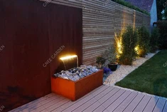 Gardd Elfennau Dŵr iard Gefn Sgwâr Metel Powlen Dŵr Corten Dur Ciwb Ffynnon Dŵr Gyda Phwmp