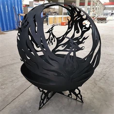 Gardd Teras Gwersylla Awyr Agored Dur Pwll Tân Pêl Dur Corten Pwll Tân Laser Engrafedig Pêl Tân Pwll Tân