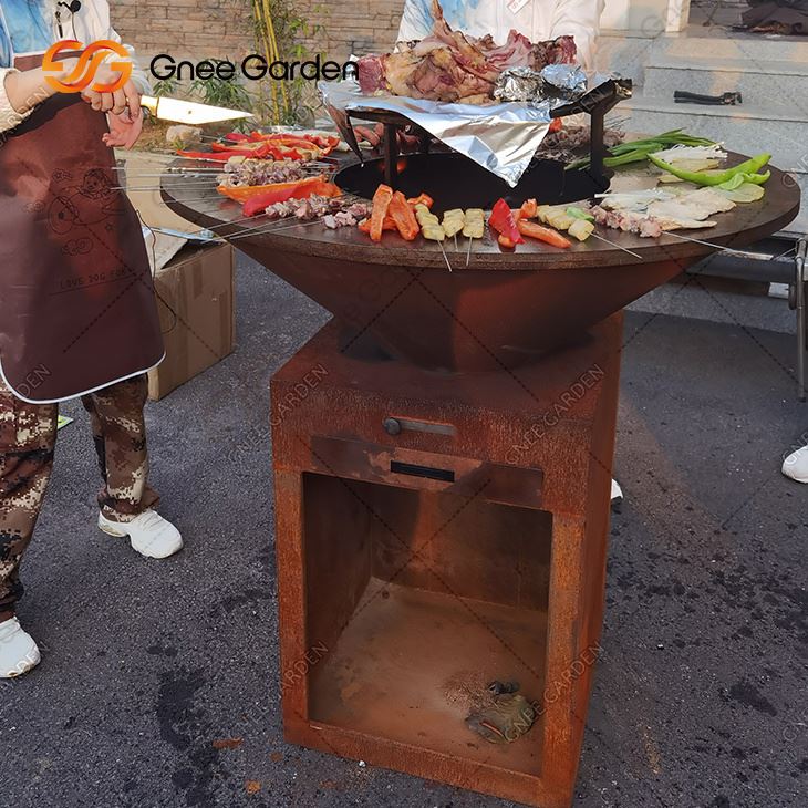 Top Gwerthu Powlen Dân Dur Corten Vintage sy'n Llosgi Pren