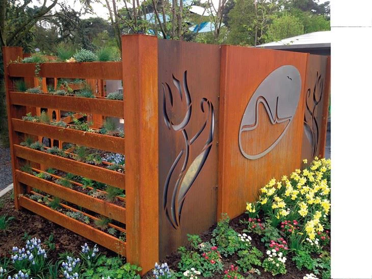 Driveway Giatiau Llithro Corten Steel Driveway Gate Metal Haearn Gate Laser Torrwch Dyluniadau Prif Gât