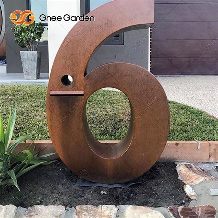 Rustic Corten Steel Art Deco Mailbox