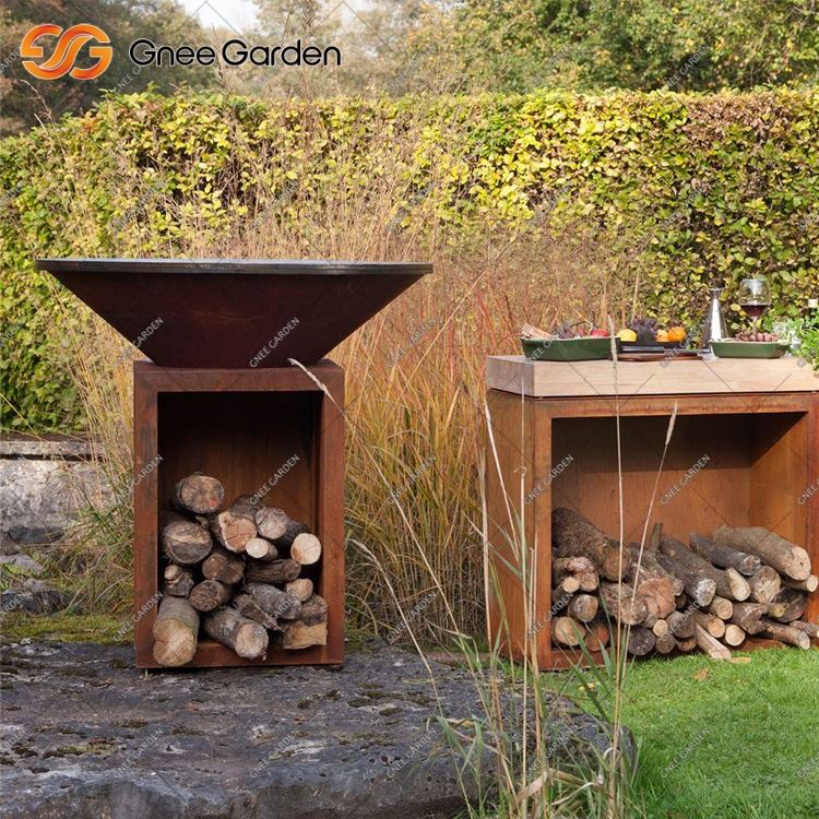 Gril Barbeciw Golosg Awyr Agored Dur Corten