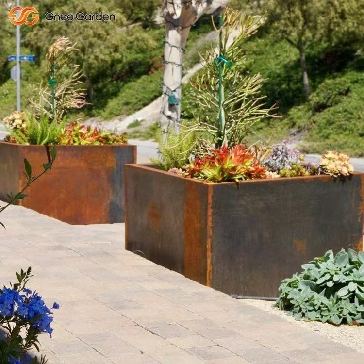Corten steel flower plant pot bed