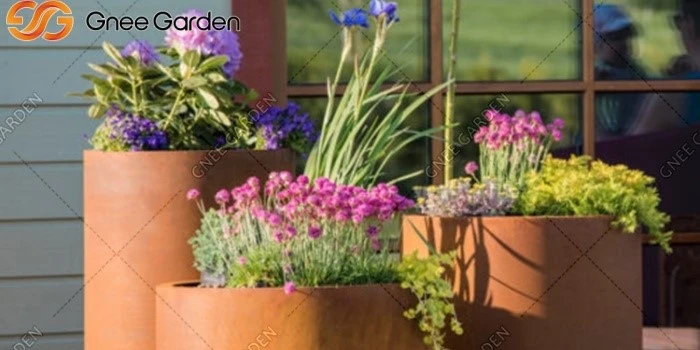 Corten steel large garden planters Corten steel large garden planters