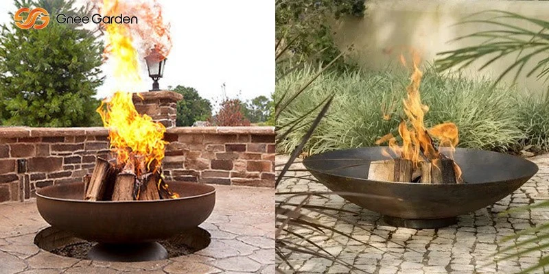 Corten steel modern wood burning fire pit Corten steel modern wood burning fire pit